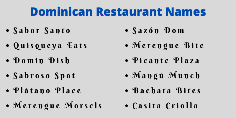 Dominican Restaurant Names