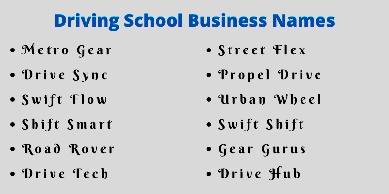 Driving School Business Names