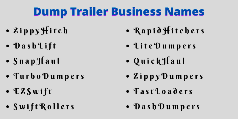 Dump Trailer Business Names