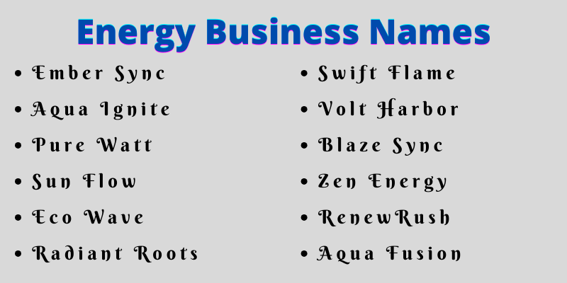 Energy Business Names