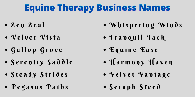 Equine Therapy Business Names
