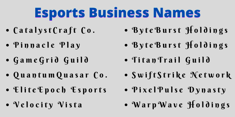 Esports Business Names