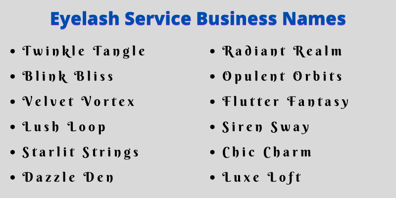 Eyelash Service Business Names