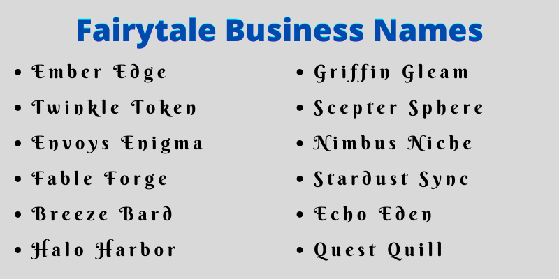 Fairytale Business Names
