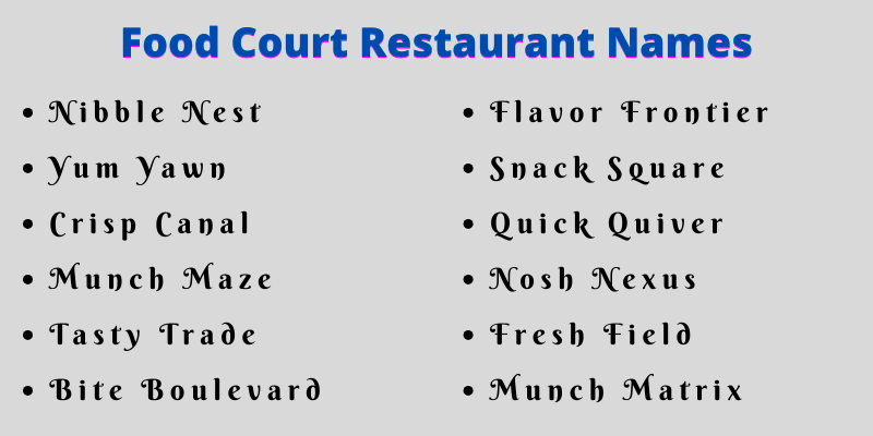 Food Court Restaurant Names