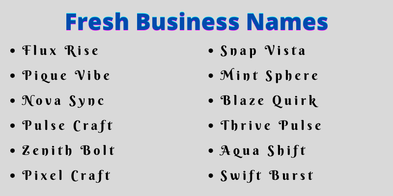 Fresh Business Names
