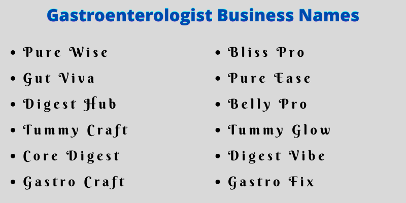 Gastroenterologist Business Names