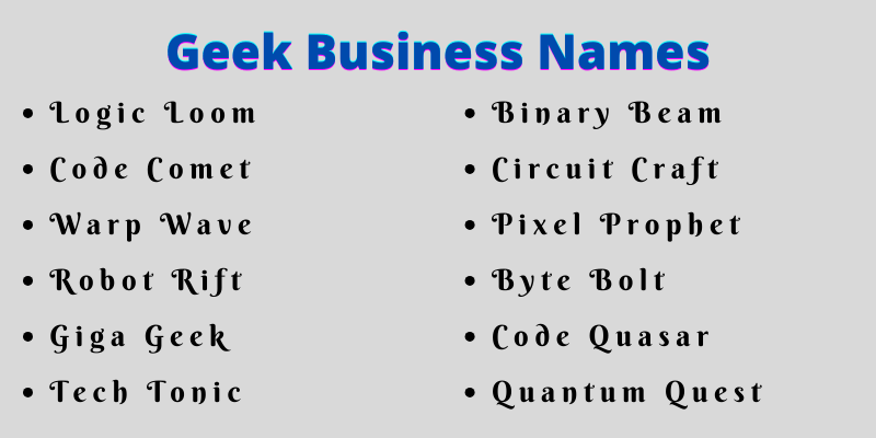 Geek Business Names