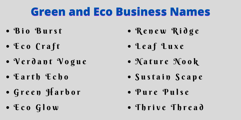 Green and Eco Business Names