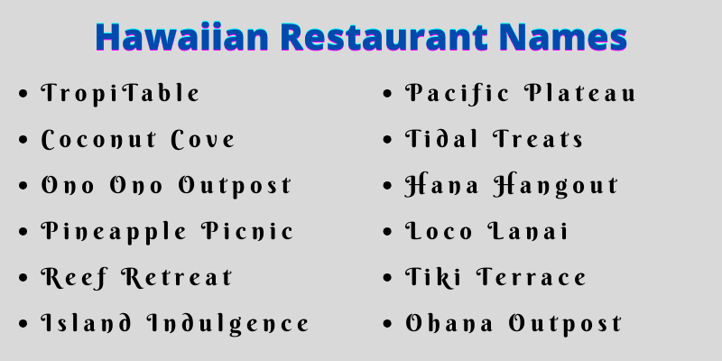 Hawaiian Restaurant Names
