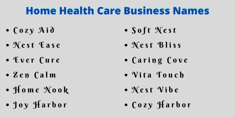 Home Health Care Business Names 1 