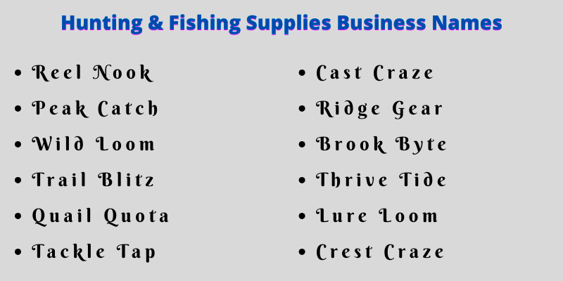 Hunting & Fishing Supplies Business Names