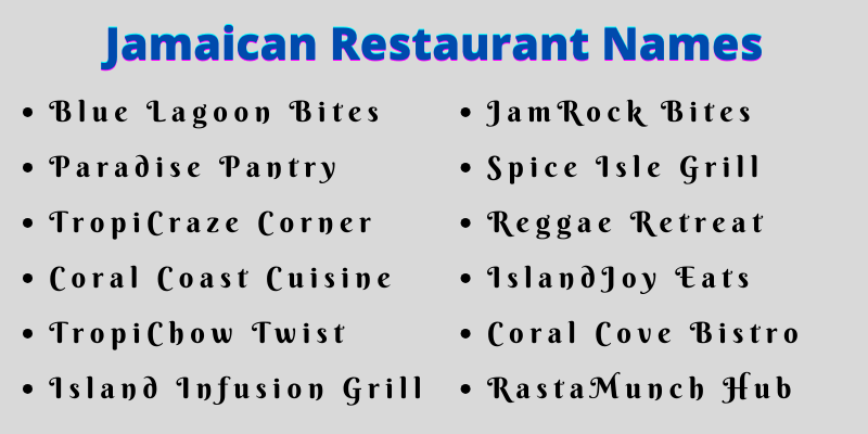 Jamaican Restaurant Names