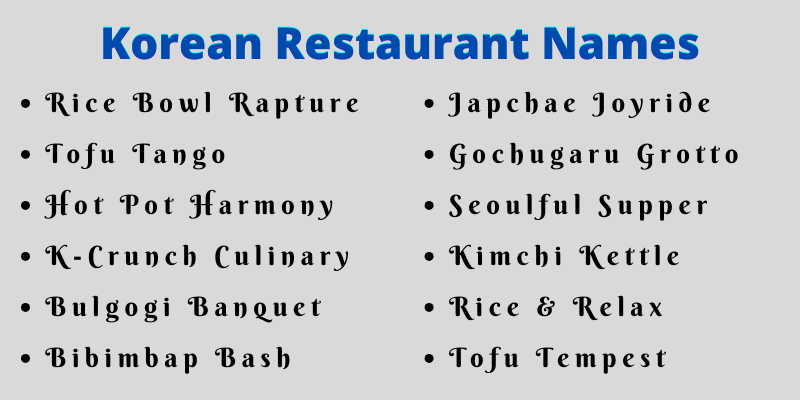 Korean Restaurant Names