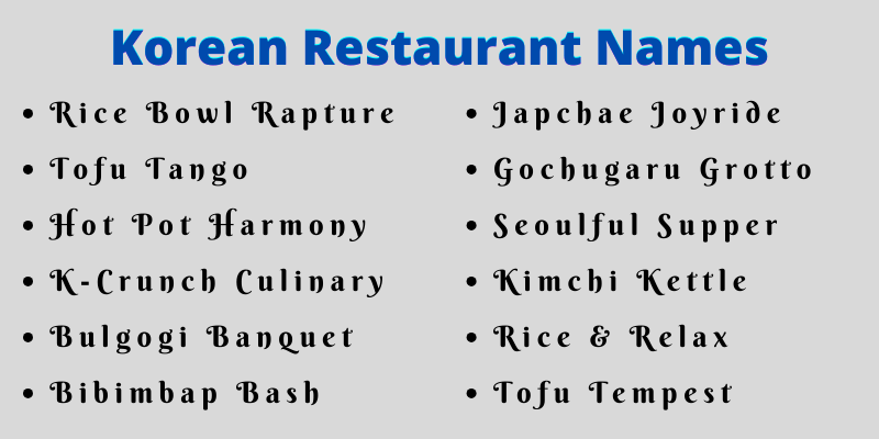 700 Creative Korean Restaurant Names