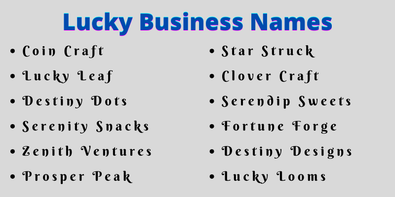 Lucky Business Names