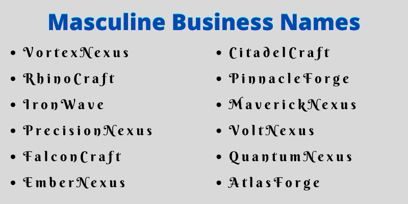 Masculine Business Names