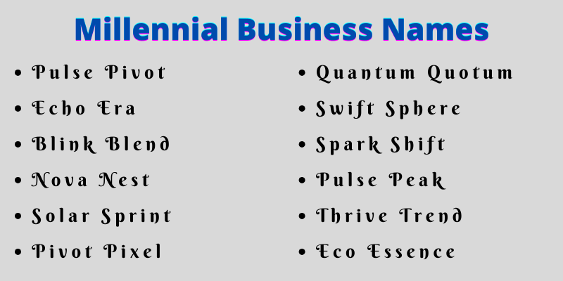 Millennial Business Names