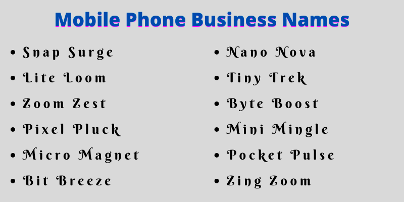 Mobile Phone Business Names