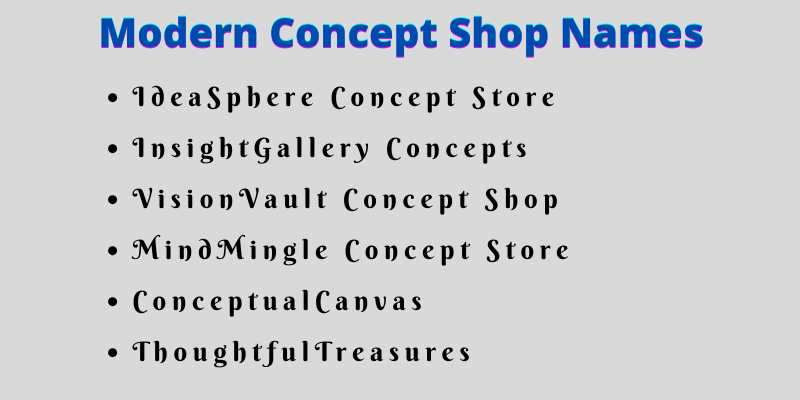 Concept Shop Names