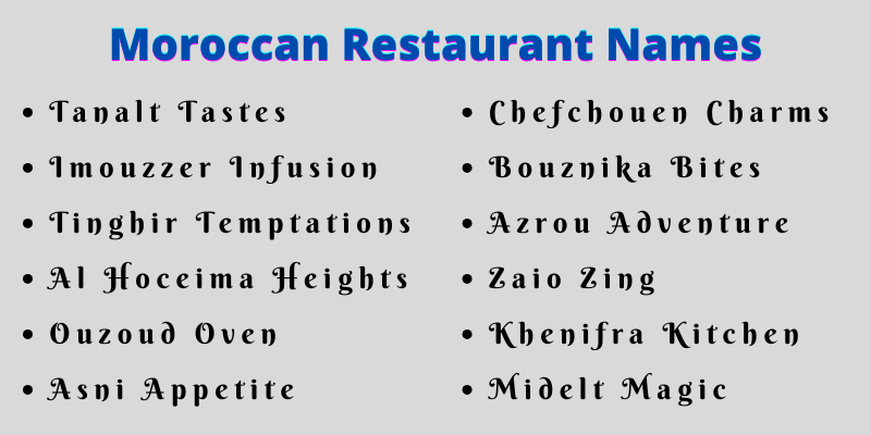 Moroccan Restaurant Names