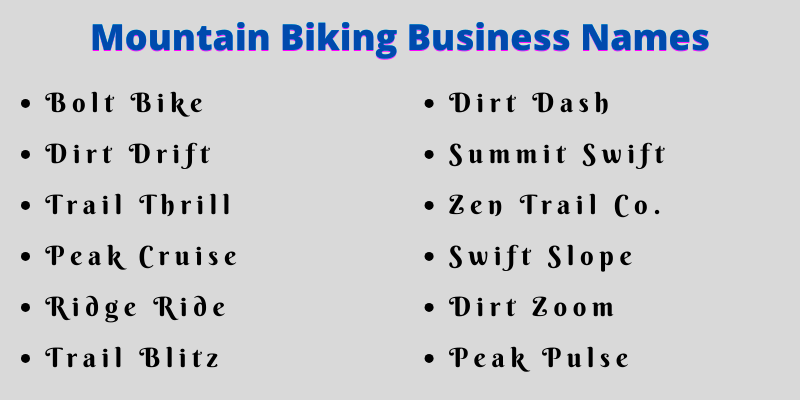 Mountain Biking Business Names