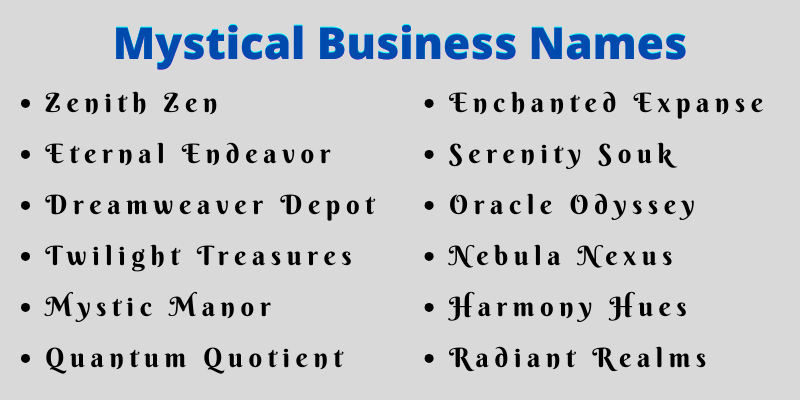 Mystical Business Names