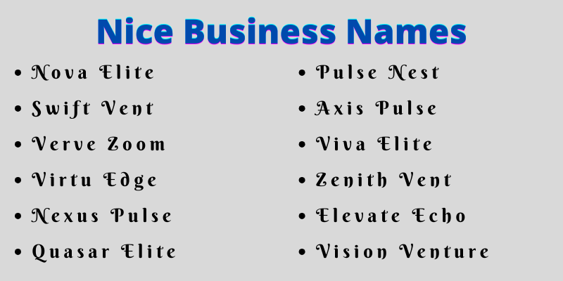 Nice Business Names