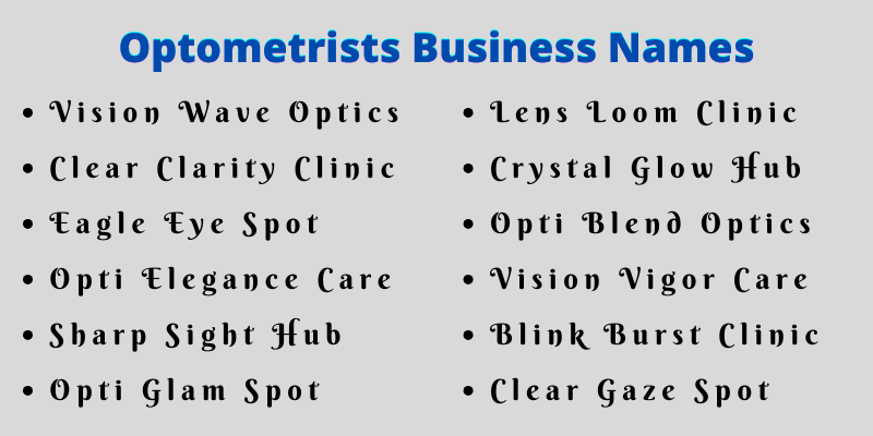 Optometrists Business Names