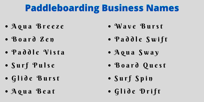 Paddleboarding Business Names