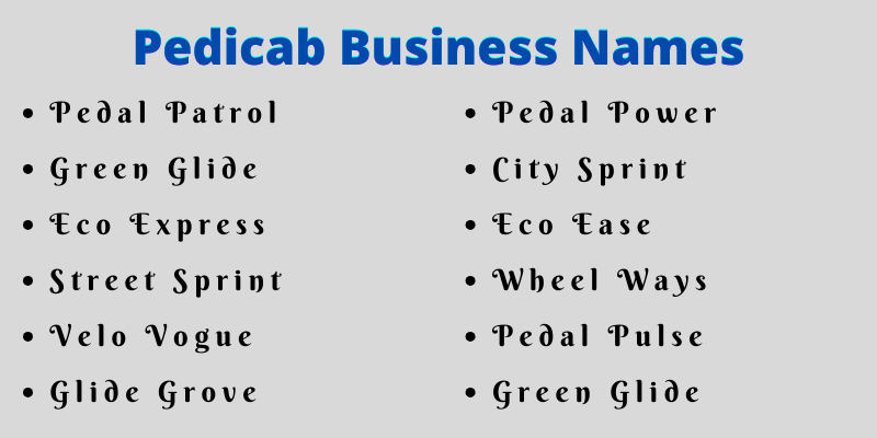 Pedicab Business Names