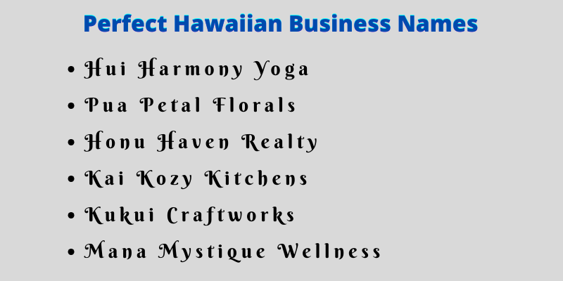 Hawaiian Business Names