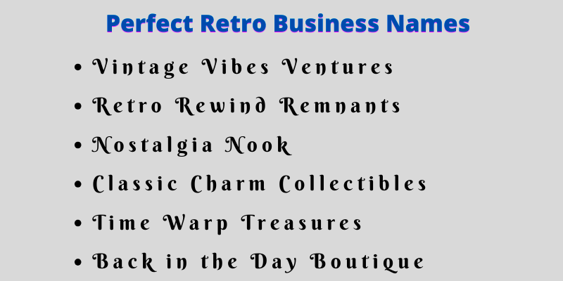 Retro Business Names