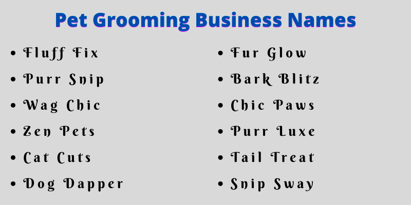 Pet Grooming Business Names