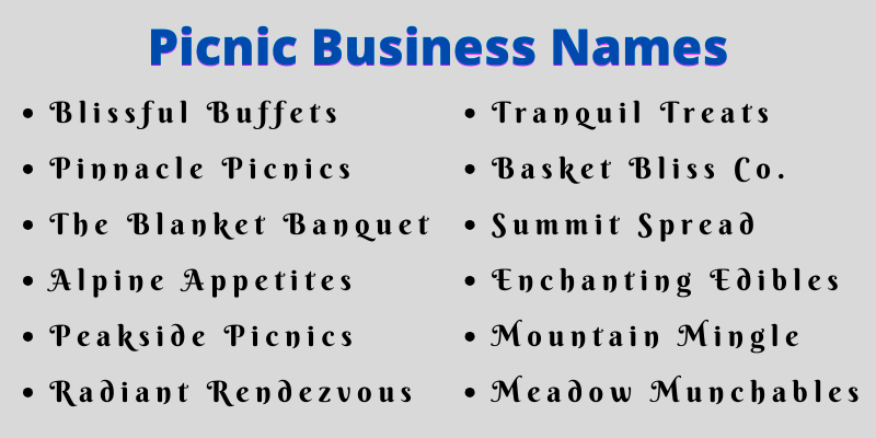 Picnic Business Names