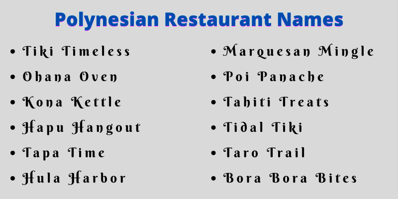 Polynesian Restaurant Names