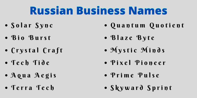 Russian Business Names