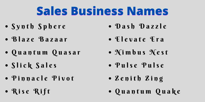 Sales Business Names