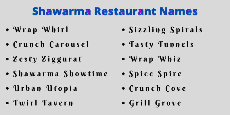 Shawarma Restaurant Names