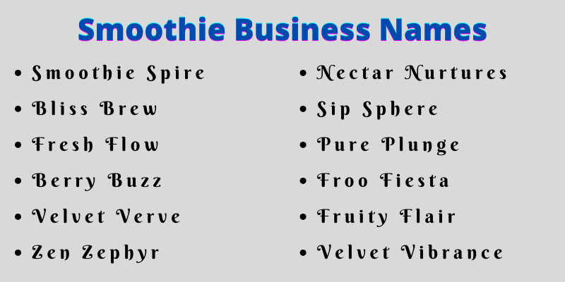 Smoothie Business Names