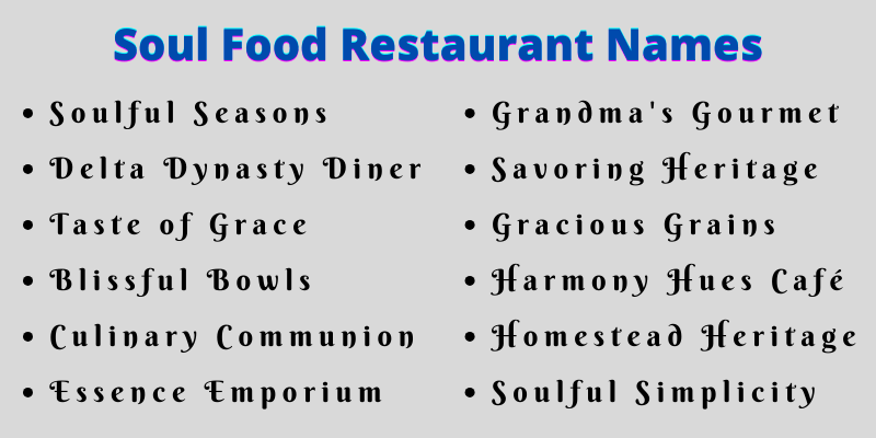 Soul Food Restaurant Names