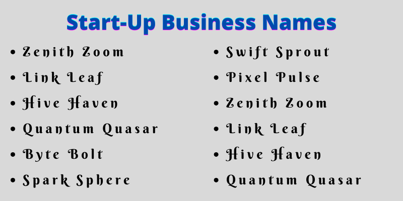 Start-Up Business Names