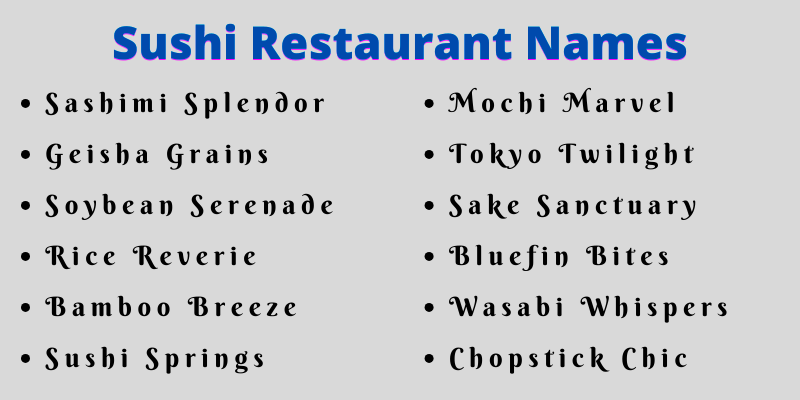 Sushi Restaurant Names