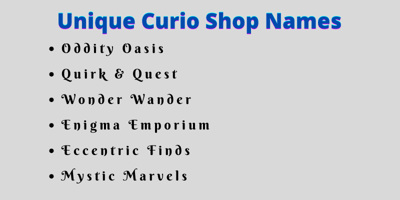Curio Shop Names