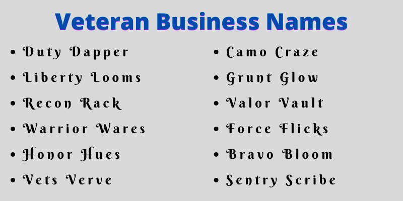 Veteran Business Names
