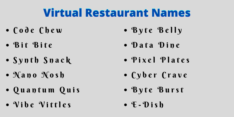Virtual Restaurant Names