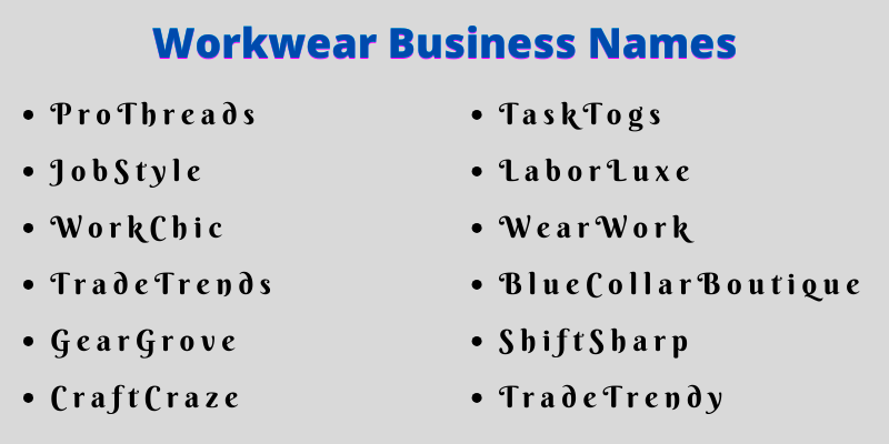 Workwear Business Names