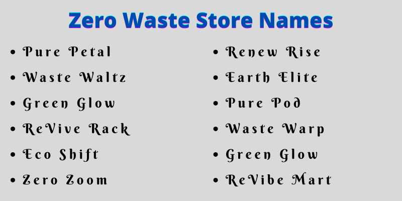 Zero Waste Store Names