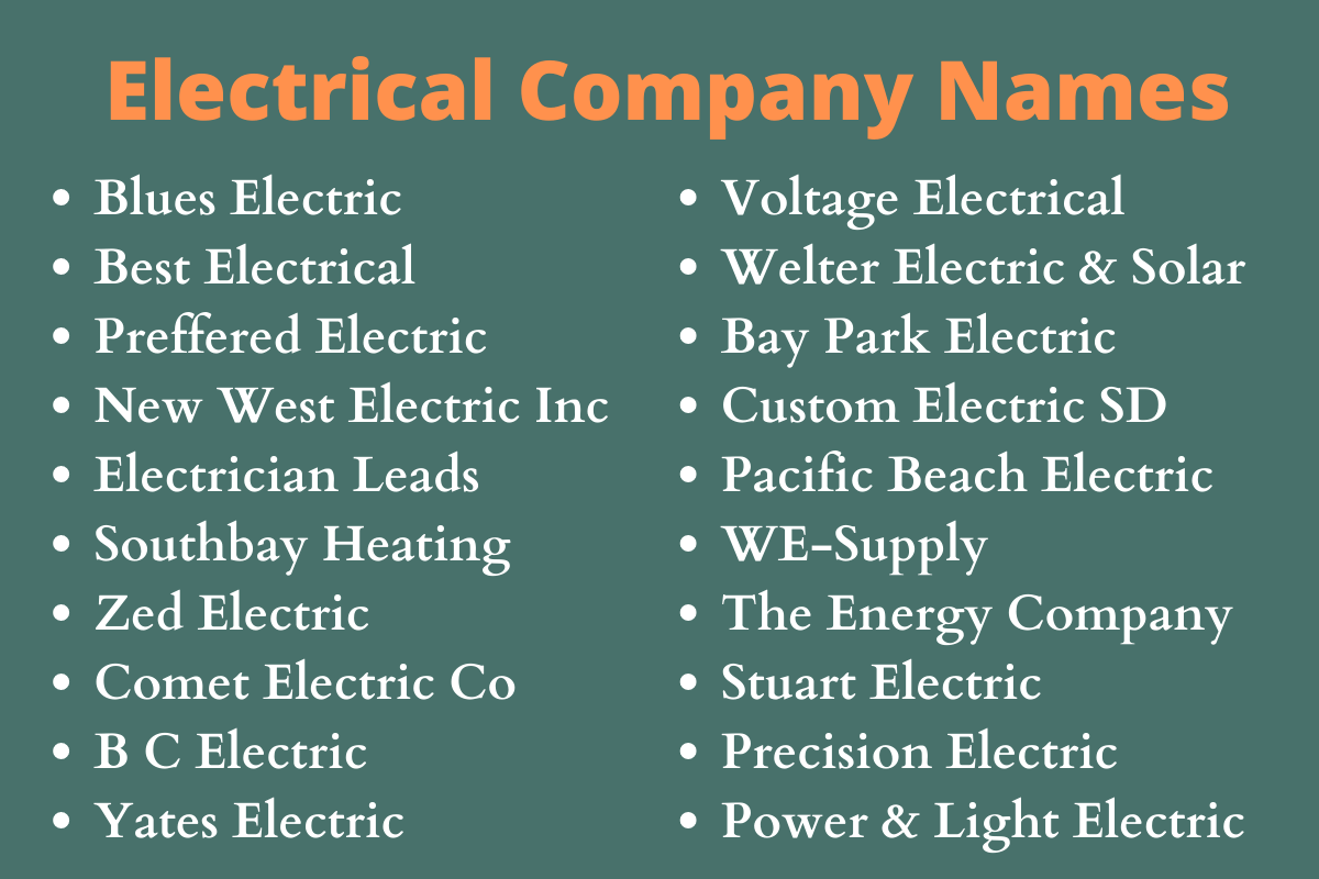 400 Best Electrical Company Names Ideas Suggestions 2022 