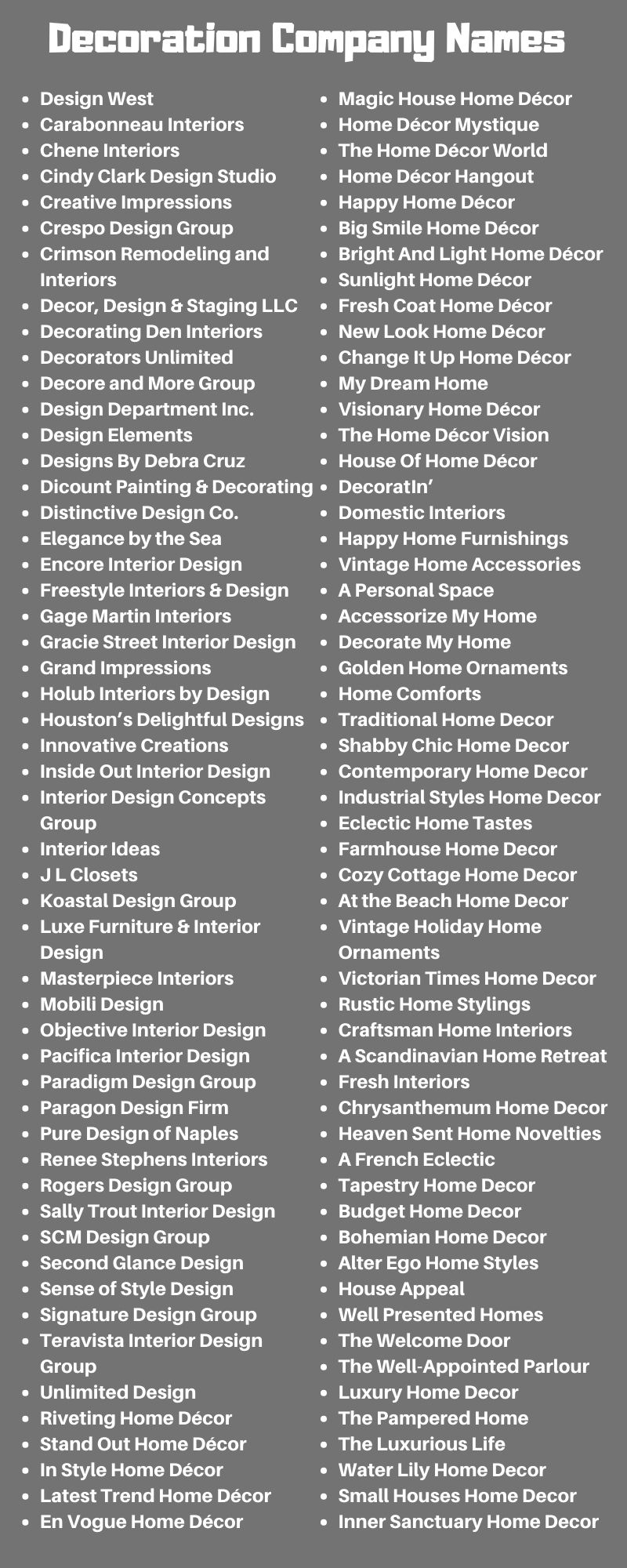 Top 10 names for a home decor business that will make your brand ...